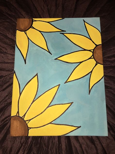 Simple Sunflower Painting Canvas Drawing, Small Canvas Paintings, Simple Canvas Paintings, Cute Canvas Paintings, Easy Canvas Art, Canvas Drawings, Easy Canvas Painting, Canvas Painting Designs, Cute Paintings