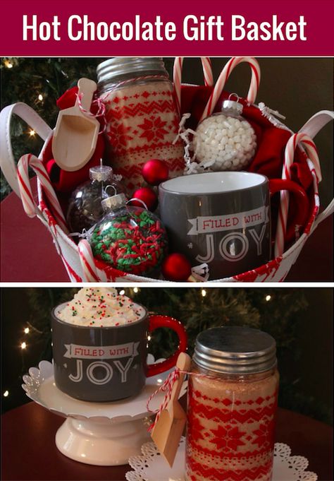 Hot Cocoa Gift Basket with Homemade Cocoa Mix Cocoa Gift Basket, Hot Chocolate Gift Basket, Homemade Cocoa, Diy Christmas Baskets, Hot Cocoa Gift, Christmas Gift Baskets Diy, Homemade Hot Cocoa, Săpunuri Handmade, Cocoa Gift