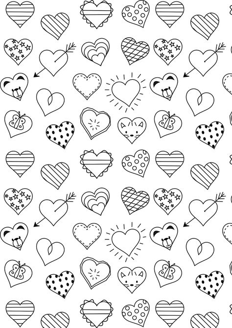 MeinLilaPark – DIY printables and downloads: Free printable heart coloring page - ausdruckbare Ausmalseite - freebie Free Printable Planner Stickers, Heart Doodle, Heart Coloring Pages, Pola Bordir, Heart Printable, Planner Printables Free, Bullet Journal Doodles, Printable Planner Stickers, Journal Doodles