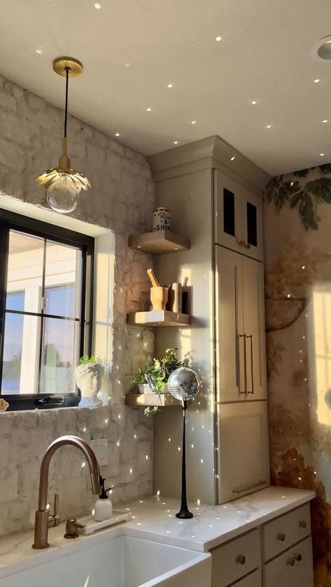 Kitchen Disco Ball, Disco Ball In Kitchen, Disco Apartment Aesthetic, Disco Ball In Bathroom, Disco Ball Kitchen, Disco Ball Bathroom, Disco Kitchen, Boho Minimalist Living Room, Apt Aesthetic