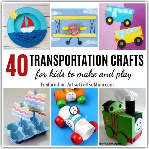 These fun and easy Transportation Crafts for Kids are perfect for little kids to learn about how cars, trains, planes and even hot air balloons work! Transportation Crafts For Kids, Diy Transportation, Race Car Craft, Submarine Craft, Sailboat Craft, Bus Crafts, Hot Air Balloon Craft, Airplane Crafts, Transportation Crafts