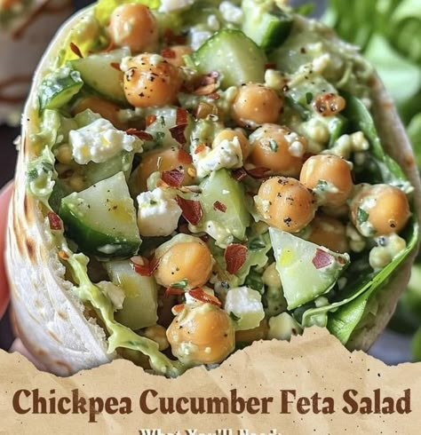 Non-GMO & Organic Recipe Box | Chickpea Cucumber Feta Salad | Facebook Chickpea Cucumber Feta Salad, Chickpea Cucumber, Chickpea Feta, Cucumber Feta Salad, Cream Cheese Pasta, Homemade Comfort Food, Feta Salat, Diet Recipes Easy, Burger Toppings