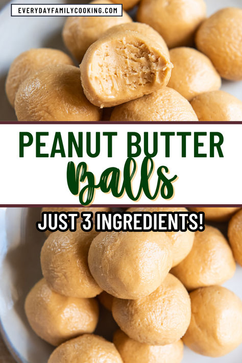 Make these easy peanut butter balls using just 3 ingredients! They make for a great holiday treat or just a simple everyday dessert! Easy Peanut Butter Balls, Peanut Butter Desserts Easy, Peanut Butter Balls Easy, Desserts With Few Ingredients, Chocolate Peanut Butter Desserts, Peanut Butter Balls Recipe, Peanut Butter Snacks, Easy Dessert Recipes Quick, Easy Peanut Butter Cookies