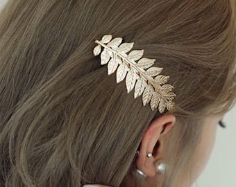 Greek Goddess Hairstyles, Greek Hair, Leaf Hair Piece, Bride Hair Clips, Bridesmaid Hair Clips, Decorative Hair Clips, Silver Hair Clip, Hair Comb Clips, Gold Hair Clips