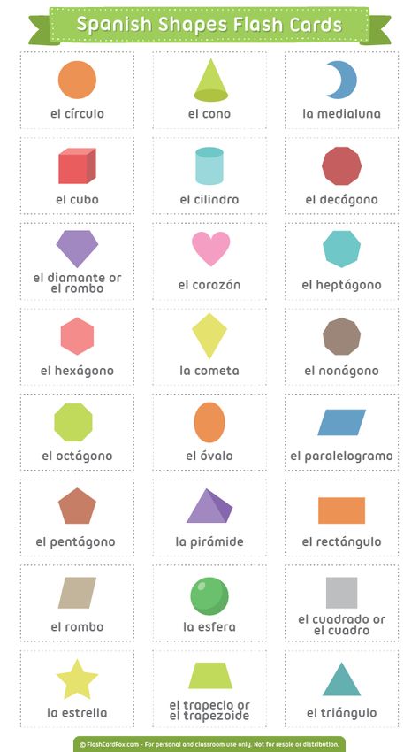 Free printable Spanish shapes flash cards. Download them in PDF format at http://flashcardfox.com/download/spanish-shapes-flash-cards/ Spanish Flash Cards Printable, Shapes In Spanish Free Printable, Spanish Flashcards Printable Free, Spanish Shapes, Shapes In Spanish, Spanish Flashcards, Preschool Spanish, Educational Flash Cards, Spanish Colors