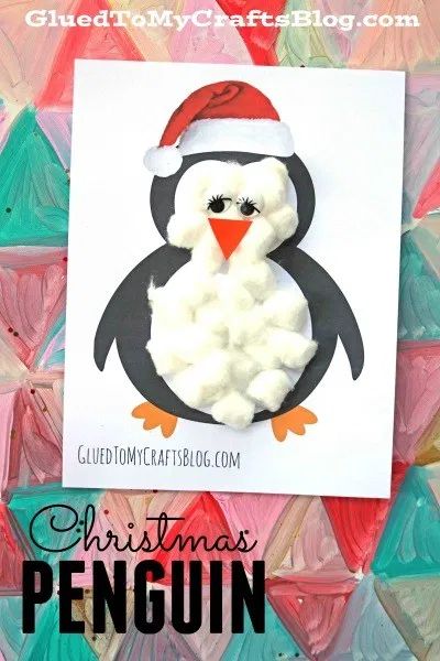 Cotton Ball Christmas Penguin Penguin Turkey Disguise, Disguise A Snowman Project Ideas, Cotton Ball Penguin, Easy Penguin Craft, Disguised Turkey, Turkey Disguised, Penguin Crafts Preschool, Winter Crafts For Toddlers, Turkey Disguise Project