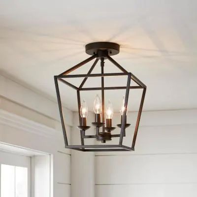 Weyburn 16.5 in. 4-Light Bronze Semi-Flush Mount Entry Light Fixture, Entryway Light Fixtures, Laundry Room Lighting, Entry Lighting, Hall Lighting, Living Room Light Fixtures, Farmhouse Light Fixtures, Entryway Lighting, Foyer Lighting