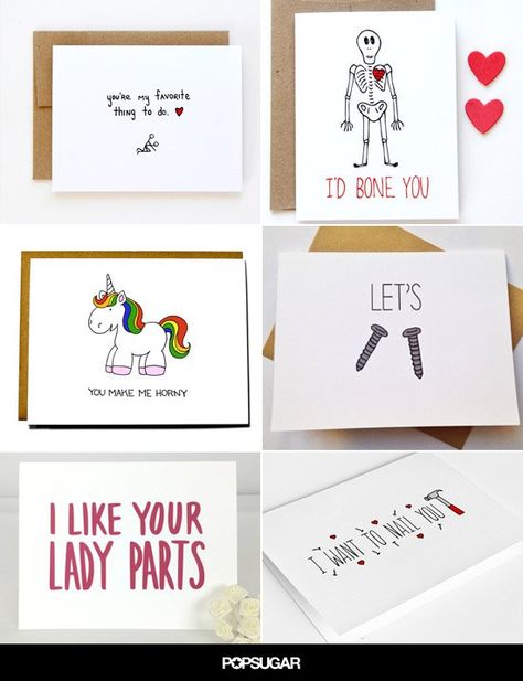 Pin for Later: 21 Naughty Valentine's Day Cards to Get You in the Mood Funny Valentines Cards For Him, Valentines Cards For Him, Dirty Valentine, Valentines Day Cards Diy, Funny Valentines Cards, Diy Valentines Cards, Valentine Day Cupcakes, Valentines Day Funny, Valentines Day Couple