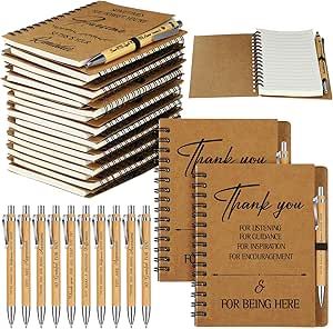 Glenmal 120 Pcs Thank You Gift Set Include Spiral Inspirational Notebooks Retractable Motivational Pens Employee Appreciation Gift Bulk Ruled Kraft Notebook Bamboo Thank You Pen for Teacher Coworker Thanksgiving 2024, Relief Society Activities, High School Graduation Party, Employee Appreciation Gifts, 75th Birthday, Party Menu, Employee Appreciation, Employee Gifts, Relief Society