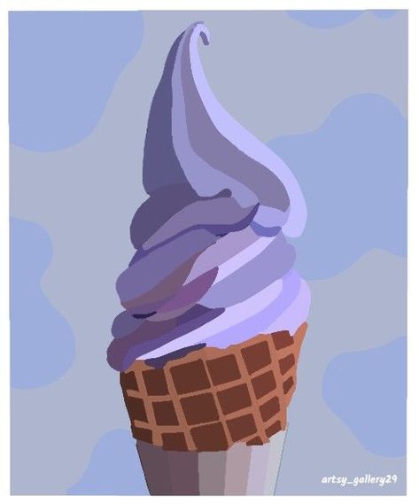 Aesthetic ice cream digital painting I’ve Cream Drawing, Ice Cream Digital Art, Ice Cream Paintings, Ice Cream Art Illustrations, Ice Cream Aesthetic Drawing, Beginner Digital Art Ideas, Melting Ice Cream Drawing, Ice Cream Reference, Gelato Painting