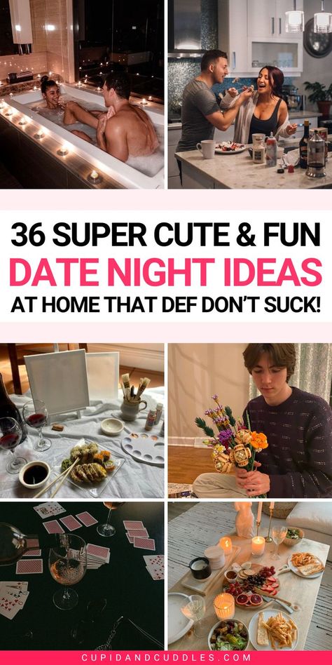 Spice things up with these 36 ridiculously rad date-night inspo for couples wanting to stay home! Bored of the usual dinner-and-a-movie routine? Switch gears and reignite the romance without stepping foot outside your door! Romantic Home Dates, Date Night Ideas At Home, Date Night Ideas For Married Couples, Creative Date Night Ideas, Date Night Jar, Date Ideas For New Couples, At Home Dates, Cheap Date Ideas, Romantic Date Night Ideas