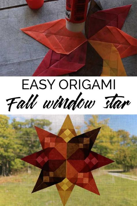 Beginner Origami, Origami Stars Easy, Høstaktiviteter For Barn, Fall Paper Crafts, September Crafts, Fall Windows, Star Tutorial, Waldorf Crafts, Origami For Beginners