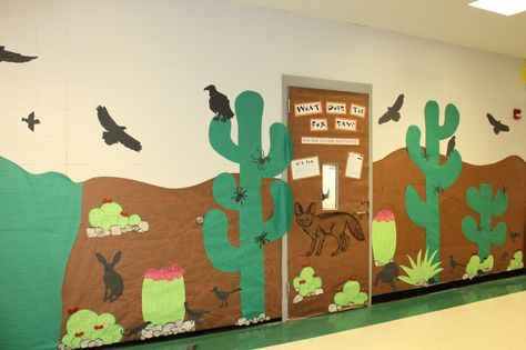 Desert Habitat for Immersion Desert Decoration Ideas Vbs, Desert Theme Classroom Decorations, Classroom Desert Theme, Habitat Classroom Transformation, Desert Theme Decorations, Desert Classroom Decor, Monumental Vbs 2022 Decorations, Desert Vbs Decorations, Desert Decoration Ideas