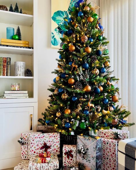 Orange Blue Christmas Tree, Blue Orange Christmas Tree, Blue And Orange Christmas Decor, Orange And Blue Christmas Tree, Sage Tree, Blue And Gold Christmas Tree, Festival Tree, Orange Christmas Decor, Christmas Tree 2022