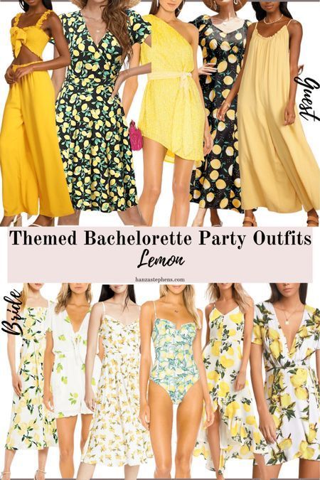 Lemon themed bachelorette party outfits for bride and bridesmaids Lemon party outfits Italian coast outfit ideas What to wear to amalfi coast Lemoncello party outfit Positano themed party outfits Lemon themed party outfit Lemon bachelorette outfits Beach vacay bright dresses Lemon dresses Yellow dresses for beach #LTKwedding Italian Themed Party Outfit, Italian Themed Parties Outfit, Positano Theme Party Outfit, Amalfi Coast Theme Party Outfit, Themed Bachelorette Party Outfits, Coast Outfit Ideas, Lemon Bachelorette, Themed Party Outfits, Bachelorette Outfit Themes