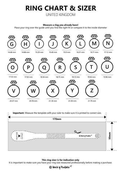 This Printable Ring Sizer UK is perfect if you need a British ring sizer! There are two ring sizers available in both UK sizes and US sizes. Ring Sizer Printable, Coloring Bookmarks Free, Printable Ring Size Chart, Ring Size Chart, Ring Chart, Printable Ring Sizer, Phonics Books, Body Measurement Chart, Jewelry Knowledge