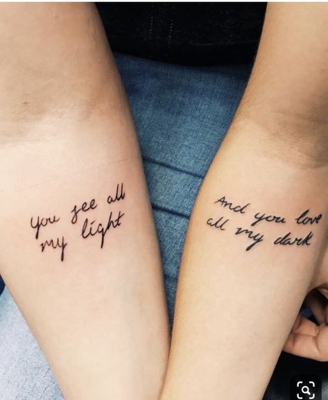 Sister Tattoos Quotes, Couple Tattoo Quotes, Motivation Tattoo, Unique Sister Tattoos, Tattoos For Women Small Meaningful, Inspiring Quote Tattoos, Tattoo Family, Tattoo Placements, Tattoo Diy