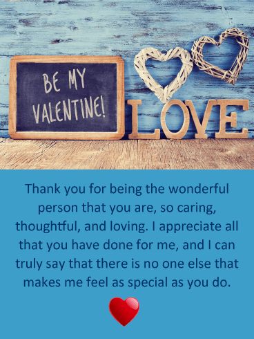 To my Wonderful Man - Happy Valentine's Day Card for Him: Thank the one you love on Valentine's Day for being such a wonderful person with this special Valentine's Day card. The image features meaningful words such as, "Be My Valentine" and "Love". Your special someone will certainly get the message! This Valentine's Day card will also tell them that no one makes you feel as special as they do. It will warm their heart and make them love you even more this Valentine's Day. Valentines Messages For Him, Valentines Day Messages For Him, Birthday Greetings For Men, Birthday Card Message, Happy Valentines Day Quotes For Him, Message For Him, Valentines Day Quotes For Him, Happy Valentines Day Wishes, Happy Ideas