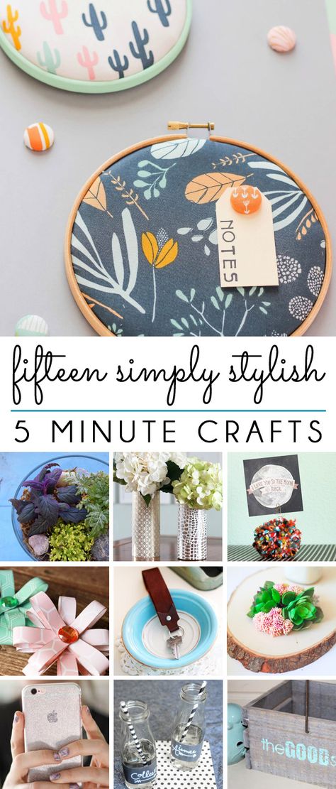 SIMPLE & STYLISH! Fifteen craft projects you can make in 5 minutes or less! Mops Crafts, Group Crafts, 5 Min Crafts, Moms Crafts, Quick Crafts, Diy And Crafts Sewing, 5 Minute Crafts Videos, Adult Crafts, Craft Night