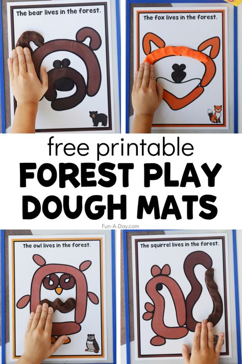 Click the Fun-A-Day.com link to get your copy of these forest animal playdough mats. Use them to practice fine motor skills during your next preschool, pre-k, or kindergarten forest theme. Hedgehog Playdough, Hedgehog Preschool Activities, Animal Playdough Mats, Animal Playdough, Nocturnal Animals Activities, Forest Animals Preschool, Hibernation Preschool, Woodland Activities, Forest Animal Crafts