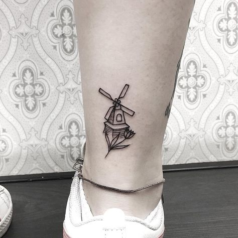 Windmill Tattoo, Dutch Tattoo, Tattoo Symbolism, Blood Tattoo, Famous Works Of Art, Shoe Tattoos, Amsterdam Tattoo, Finger Tats, White Whale