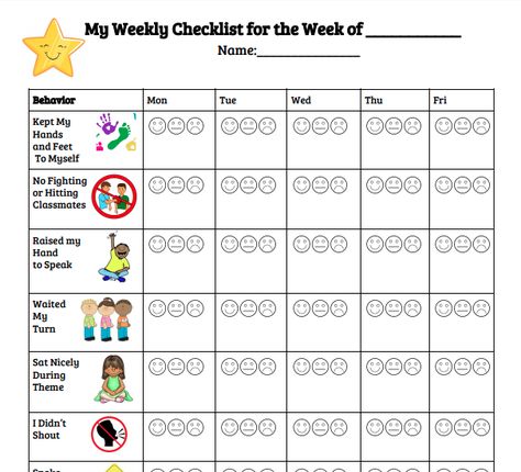 A checklist for younger students to monitor classroom behavior and communicate with parents.  Made by me, Julia1 Behavior Monitoring Chart, Behaviour Checklist Special Needs, Behavior Log For Students, Behavior Checklist For Students Daily, Daily Behavior Chart Preschool, Self Monitoring Checklist Student, Preschool Behavior Chart Printable, Behavior Chart Kindergarten, Behavior Chart For Classroom