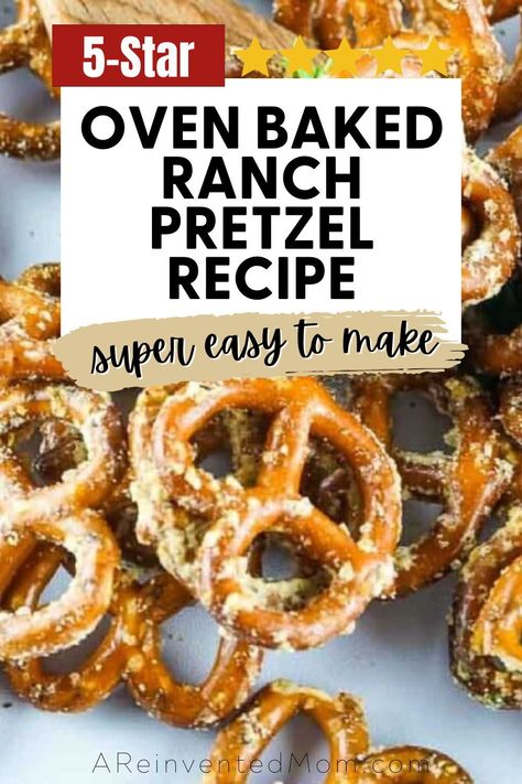 Deliciously crunchy, buttery and full of flavor – our baked ranch pretzel recipe is perfect for entertaining or anytime you’re craving a savory snack. And this irresistible recipe is made with just 3 simple ingredients! 3 Ingredient Pretzels, Savory Pretzel Snacks, Cracked Pretzels, Ranch Pretzels Hidden Valley Baked, Ranch Seasoning Pretzels, Ranch Flavored Pretzels, Homemade Seasoned Pretzels, Coated Pretzel Recipes, Pretzel Snack Mix Recipe