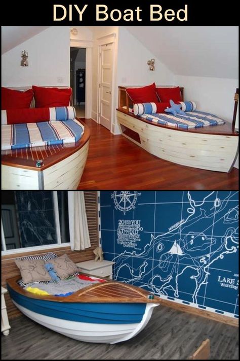 Toddler Boat Bed, Boat Beds, Boat Bedroom, Boat Furniture, Boat Bar, Boat Bed, Bed Idea, Boy Rooms, Cool Bunk Beds