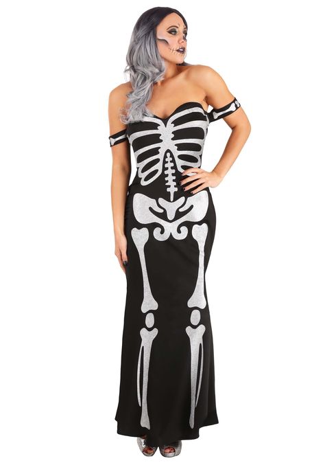 Ray Costume, Dress Template, Dance Macabre, Skeleton Costumes, Costume Skeleton, Knit Fabric Dress, Skeleton Dress, Ponte Knit Dress, Fashion Halloween