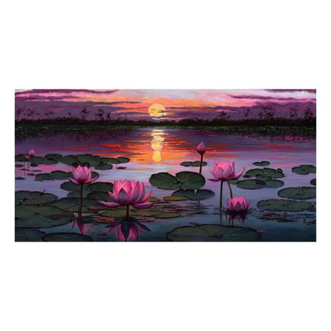 Beautiful lotus flowers painting with beautiful sun set with very subtle colors. Flower painting (ART_6706_76669) - Handpainted Art Painting - 48in X 24in by Artist Kuldeep Singh Please click here to buy this painting https://www.fizdi.com/flower-painting-art_6706_76669-handpainted-art-painting-48in-x-24in/ #fizdiofficial #lotus #lotusflower #flower #flowerstagram #floweroftheday #flowersofinstagram #flowerslovers #acrylic #canvas #acrylicpainting #painting Lotus In Water Painting, Acrylic Lotus Painting, Flower Painting Acrylic Canvases, Lotus Flower Painting Acrylics, Lotus Flower Painting Watercolors, Lotus Painting Acrylic, Lotus Canvas Painting, Huge Canvas Painting Ideas, Lotus Acrylic Painting