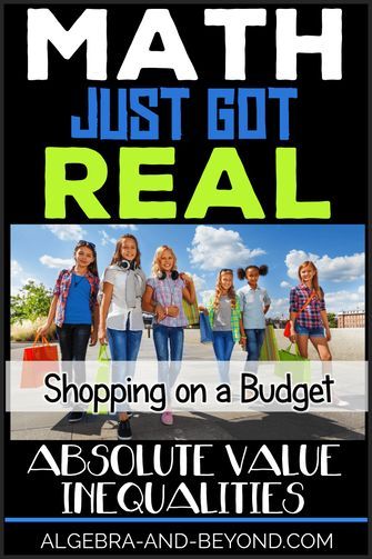 REAL WORLD PROJECT: Absolute Value Inequalities.  This project reinforces students understanding of absolute value inequalities in a fun way! Integrates technology, shopping, and math for a perfect PBL activity. Algebra 1 Projects, Absolute Value Activities, Real World Math Projects, Algebra 2 Projects, Algebra 2 Activities, Algebra Projects, Absolute Value Inequalities, High School Algebra, Middle School Literacy