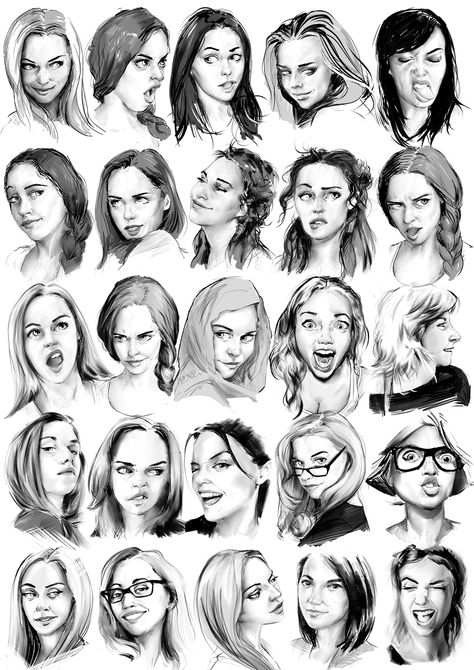 Bored Poses Drawing, Face Practice Drawing, Face Practice, Different Faces, Drawing Face Expressions, Tree Drawings Pencil, 얼굴 드로잉, Drawing People Faces, Face Drawing Reference