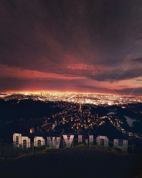 Hollywood Sign, At Night, Cityscape, Hollywood, Angeles, California, Books, Travel, Los Angeles