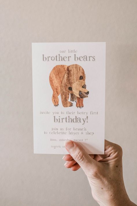 Bear Themed First Birthday, Brown Bear Birthday Party, Brown Bear Birthday, Baby Bear Birthday Party, Brown Bear Brown Bear Birthday, Combined Birthday Parties, Twin Birthday Parties, Boys First Birthday Party Ideas, Themed First Birthday