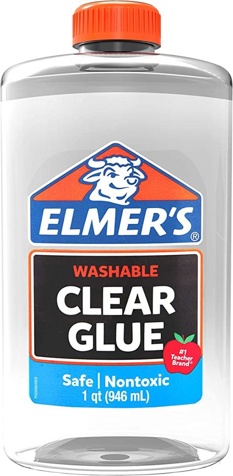 Amazon.com: Elmer's Clear Liquid School Glue, Slime Glue, & Craft Glue | Large 1 Quart for School Supplies & Slime Supplies | Washable Glue Slime Glue, Glue Slime, Slime Supplies, Slime Ingredients, Making Slime, Slime No Glue, Slimes Supplies, Glue Craft, Slime Toy