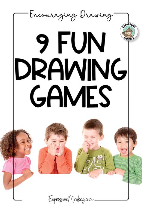 Fun drawing games for free that will get reluctant students to draw. Drawing challenges, blindfold drawing, team drawing, and roll & draw ideas for kids. In this blog post, you'll find 9 drawing games that are perfect for an art class where the students are reluctant to draw or even as an after-school group activity. Drawing Games for Free | Drawing Game | Drawing Games for Kids | Learn to Draw | How to Draw | Teaching Drawing School Group Activities, Fun Drawing Games, Drawing Games For Kids, Blind Drawing, Monkey Drawing, Teaching Drawing, Kindergarten Art Projects, Person Drawing, Drawing Activities