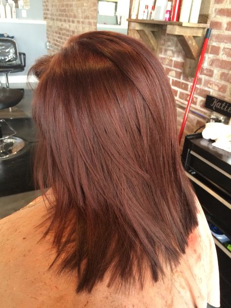 Warm all over mahogany brown color and clean cut. #aloxxi  #kreationsbykatie Mahogany Brown Hair Color, Mahogany Highlights, Mahogany Brown Hair, Hair Color For Morena, Hair Color Mahogany, Mahogany Hair, Warm Hair Color, Mahogany Brown, Hair Color Auburn