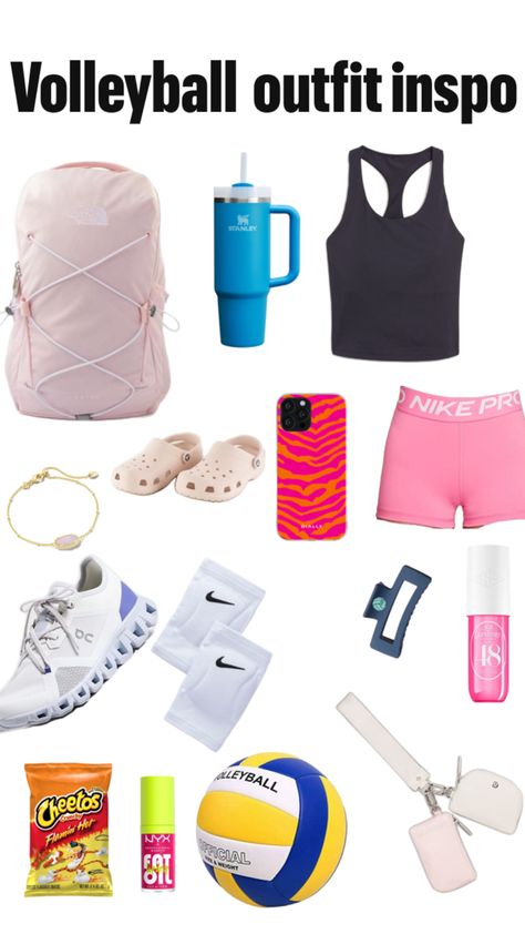 #volleyball #outfit #practice Volleyball Backpack, Volleyball Outfit, Volleyball Bag, Volleyball Practice, Volleyball Outfits, Nike Pros, Volleyball, Bring It On, Nike