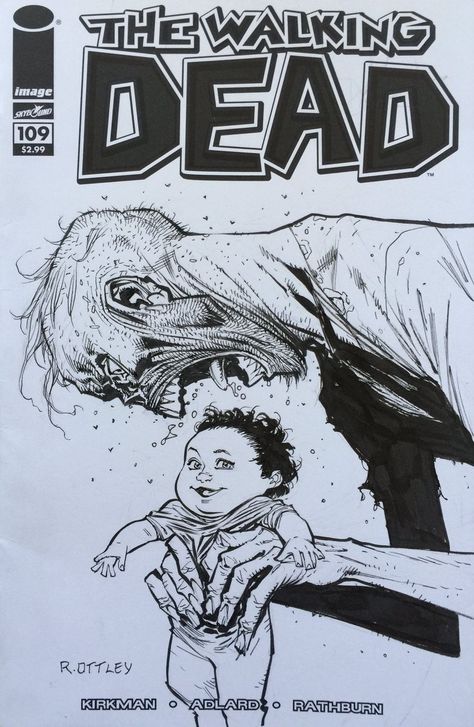 Ryan Ottley Sketch, Zombie Comic Art, Twd Comic Art, Zombie Drawing Reference, Zombie Apocalypse Drawing, Zombie Sketch, Zombie Comic, Twd Art, Ryan Ottley