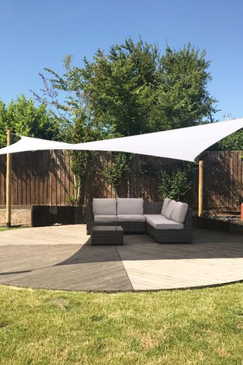 Clara Shade Sails - Customer photo - Outdoor patio inspiration Canopy Over Patio, Garden Sails Canopy, Wind Sail Shade Patio, Garden Sail Shade, Sail Shades For Patio Ideas, Garden Canopy Ideas, Sun Sail Shade Ideas, Sail Pergola, Garden Shade Ideas