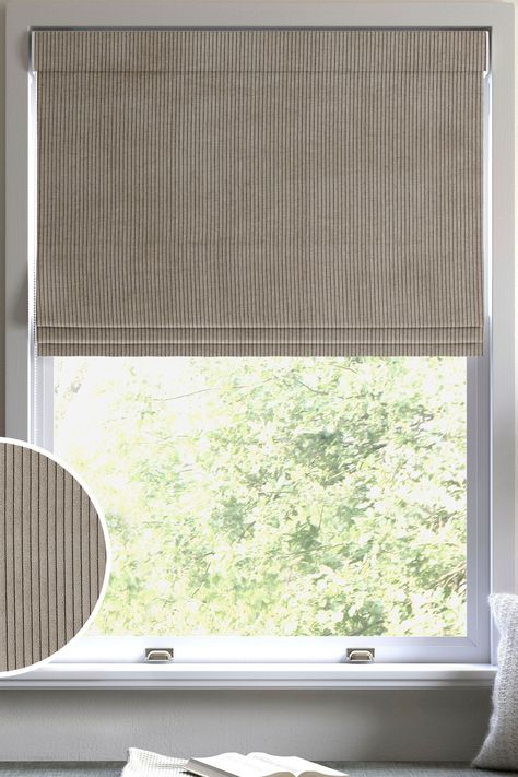 A corduroy effect makes Jangga an easy choice for a roman blind. This natural fabric has a retro look but with a modern twist. Perfect for a living room, bedroom or dining room. Dry clean only. 100% Polyester. Large Roman Blinds, Curtains And Blinds Together, Modern Roman Blinds, Modern Window Blind, Natural Roman Blinds, Roman Blinds Bedroom, Roman Blinds Living Room, Living Room Shutters, Curtains Living Room Modern