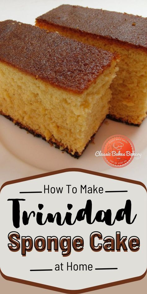 Trinidad Sponge Cake Recipe, Homemade Sponge Cake, Cake Recipe At Home, Homemade Cake Recipe, Sponge Cake Easy, Cake Easy Recipe, Sponge Cake Recipe, Cake From Scratch, Sponge Cake