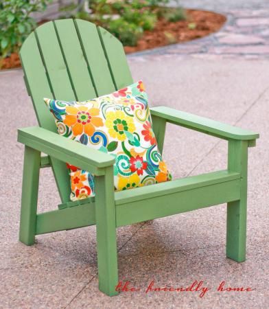 Green Adirondack Chairs, Adirondack Chairs Diy, Modern Adirondack Chair, Adirondack Chair Plans, Modern Adirondack, Rustic Chair, Free Plans, Diy Chair, Adirondack Chairs