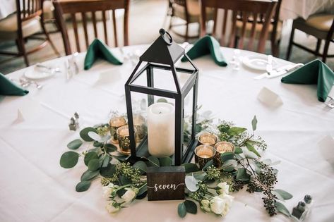 Lantern Centerpieces With Eucalyptus, Lantern Eucalyptus Centerpiece, Lantern And Eucalyptus Centerpiece, Wedding Table Numbers With Lanterns, Wedding Table Centerpieces Lanterns, Wedding Table Decor With Lanterns, Wedding Table Lanterns, Black Lantern Wedding Centerpieces, Irish Centerpieces