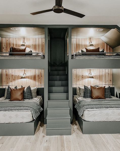 Full And Twin Bunk Bed Ideas, Guest Room Bunk Bed Ideas, Adult Bunk Beds Guest Rooms, Bunk Room Ideas, Bunk Bed Plan, Bunk Bed Room, Bunk Bed Rooms, Adult Bunk Beds, Custom Bunk Beds