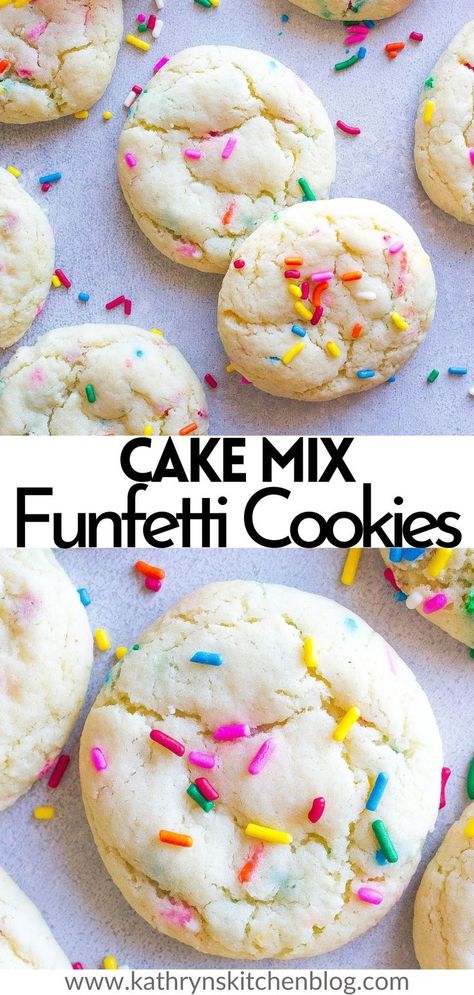 Funfetti Cookies With Cake Mix Boxes, Recipes Using Confetti Cake, Funfetti Cake Box Cookies, Funfetti Cupcakes Aesthetic, Funfetti Cake Cookies Recipe, Cookies From Box Cake Mixes, Confetti Cookies Recipe Cake Mixes, Box Confetti Cake Mix Recipes, Sugar Cookie Cake Mix Recipe