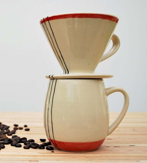 Pour Over Stoneware Coffee Mug Se Coffee Toy, Brew Bar, Pour Over Coffee Maker, Coffee Mug Set, Coffee Dripper, Pottery Handbuilding, Pottery Crafts, Pour Over Coffee, Ceramics Ideas Pottery