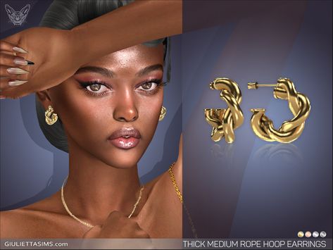 Ts4 Cc Jewelry, Sims4 Jewelry, Sims 4 Cc Earrings, Cc Accessories, Rope Earrings, Cc Shopping, Sims 4 Piercings, Pelo Sims, Sims 4 Game Mods