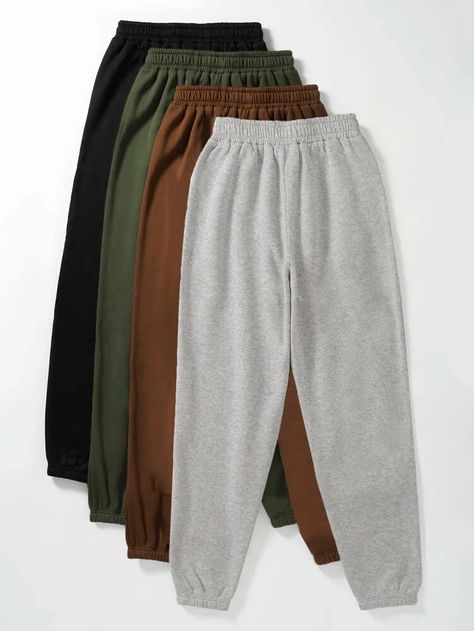 4Pack Thermal Lined Sweatpants | SHEIN USA Sweatpants Shein, Mochila Jansport, Estilo Tomboy, Sporty Pants, Girl Drawings, Dope Outfits, Jogger Sweatpants, Lounge Pants, Comfy Outfits