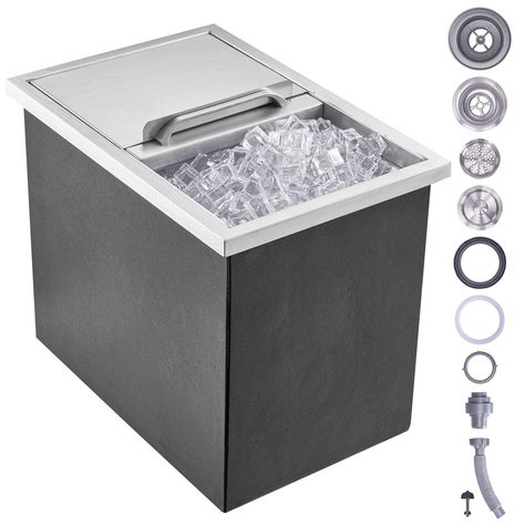 PRICES MAY VARY. Large Capacity: This ice bin can hold about 28QT (26.7L) of ice, making approximately 112 cups of 16oz beverages when filled. Ideal for storing a large amount of ice or chilling various drinks. Non-Electric Insulation: Made with a stainless steel surface and a 0.79 (20mm) PU foam layer, this ice chest offers over 24 hours of insulation without the need for electricity or energy. Food-Grade Material: The entire ice chest is made from durable and rust-resistant stainless steel (to Cold Wine, Ice Bins, Ice Bin, Ice Bar, Ice Storage, Ice Bars, Ice Cooler, Welding Process, Ice Chest